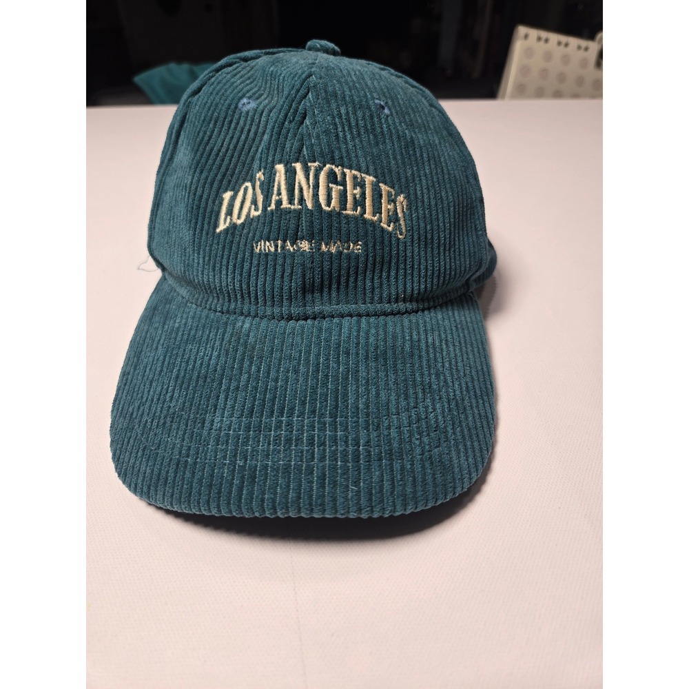 Unbranded Los Angeles Hat Unisex OS Teal Excellent Corduroy Vintage Style Cap